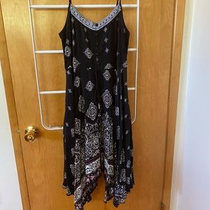 Maurices Black printed handkerchief hemline dress